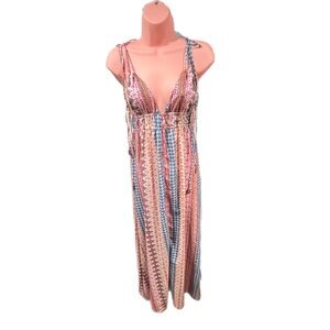 Lulu’s “Maxin’ Relaxin’” Multiprint Halter Maxi Dress
